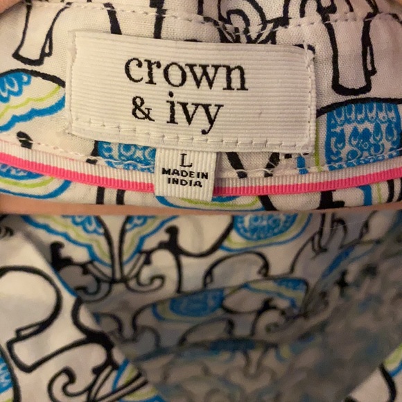 Crown and Ivy Elephant Print Button Down Shirt New - Picture 4 of 4